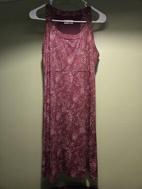 Columbia Women's Tank Dress Size M Burgundy Speckled Scoop Neck Knee Moisture